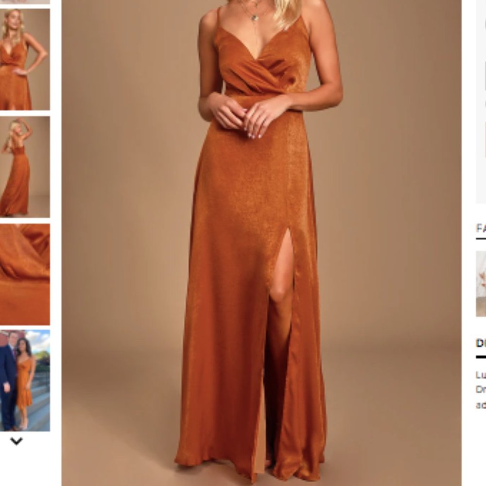 Constantine Rust Orange Satin Maxi Dress